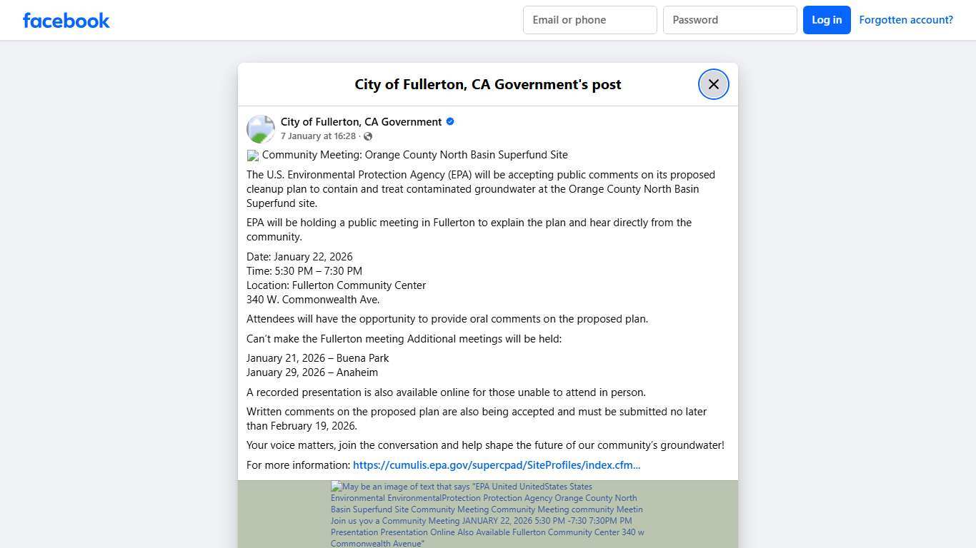 📢 Community Meeting:... - City of Fullerton, CA Government | Facebook