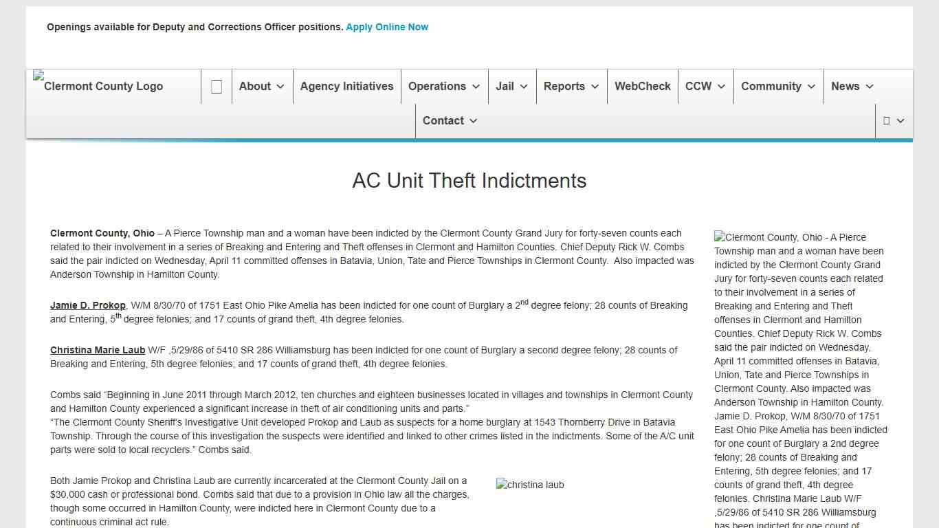AC Unit Theft Indictments | Clermont County Sheriff