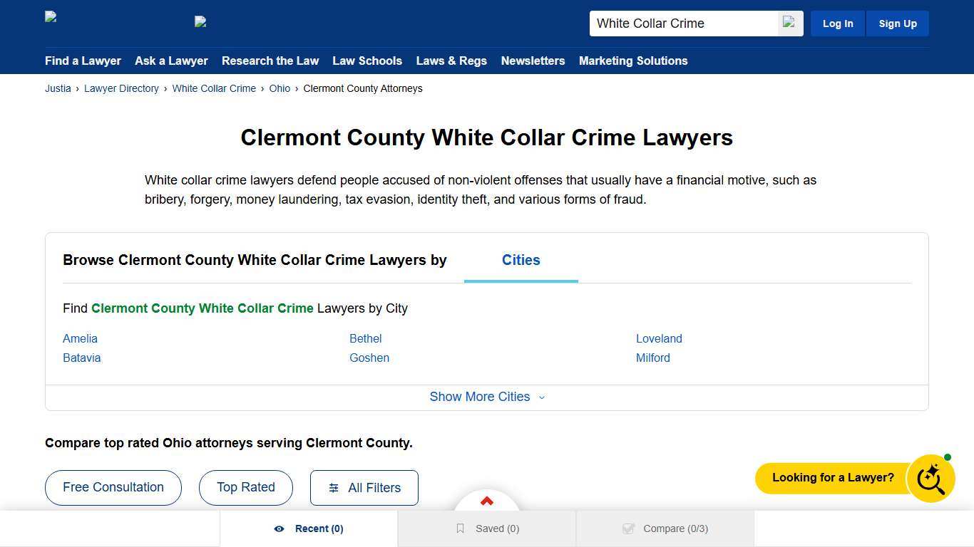 Best White Collar Crime Lawyers in Clermont County, OH | Justia Lawyer Directory