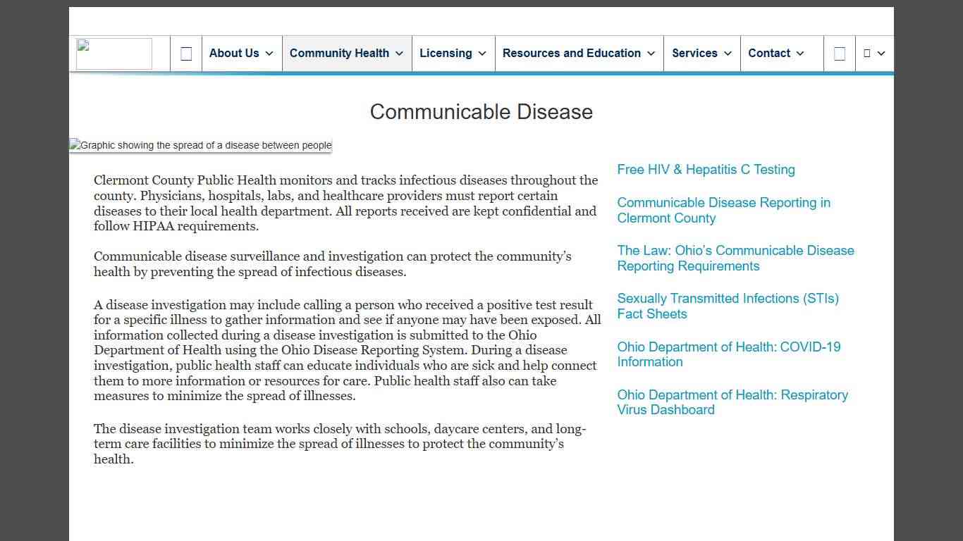 Communicable Disease | Clermont County Public Health