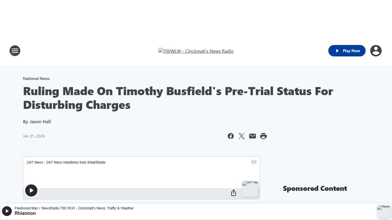 Ruling Made On Timothy Busfield's Pre-Trial Status For Disturbing Charges | 700WLW